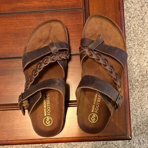 White Mountain Dark Brown Braided Sandals
